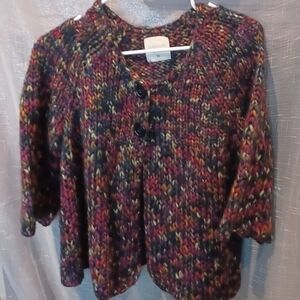 Relativity sweater, wool blend, mohair, alpaca,  acrylic 3/4 sleeves, green tone